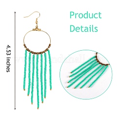 Glass Seed Beads Long Dangle Earrings&nbsp;EJEW-SW00004