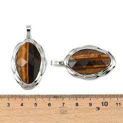 Natural Tiger Eye Faceted Pendants&nbsp;G-D102-02P-02