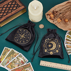 2Pcs 2 Styles Printed Velvet Drawstring Storage Bags for Tarot Card&nbsp;ABAG-CN0001-78