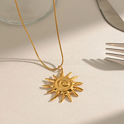304 Stainless Steel Vintage Sun Spiral Pendant Necklaces for Women&nbsp;WV2737