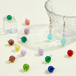 100Pcs Dyed Natural White Jade Round Charms&nbsp;FIND-FH0010-69