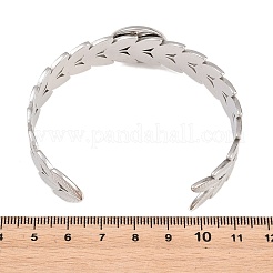 304 Stainless Steel Leaf Cuff Bangle Making&nbsp;STAS-F366-12B-P