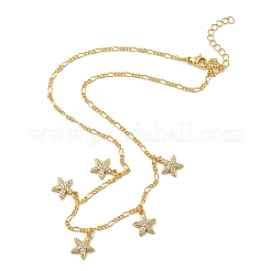 Brass Micro Pave Clear Cubic Zirconia Starfish Pendant Necklaces&nbsp;NJEW-B157-06G