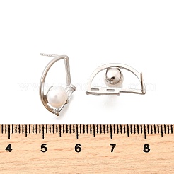 925 Sterling Silver Clear Cubic Zirconia Round Stud Earrings&nbsp;EJEW-L300-01P