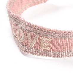 Word Love Polycotton(Polyester Cotton) Braided Bracelet with Tassel Charm&nbsp;BJEW-F429-07