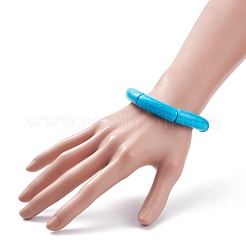 11Pcs 11 Color Imitation Gemstone Acrylic Curved Tube Chunky Stretch Bracelets Set for Women&nbsp;BJEW-JB08136