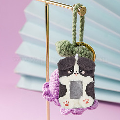 4Pcs 4 Styles Cute Animals Plush Photocard Holder with Plastic Ball Chain&nbsp;HJEW-FG0001-23