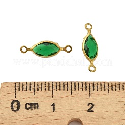 Brass Pave K9 Glass Connector Charms&nbsp;KK-Q059-01E-G