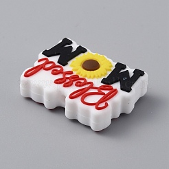 Word Blessed Mom Silicone Beads&nbsp;SIL-WH0002-90