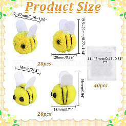 40Pcs 2 Styles Wool Felt Bee&nbsp;AJEW-AR0005-55