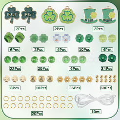 Saint Patrick's Day Theme DIY Glass Beads Bracelets Making Kits&nbsp;DIY-SC0028-72