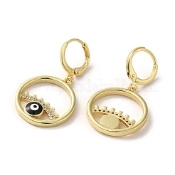Evil Eye Real 18K Gold Plated Brass Dangle Leverback Earrings&nbsp;EJEW-Q797-09G-03