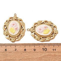 304 Stainless Steel & Cloth Embroidered Pendants&nbsp;FB-CBAFBAF-12G-03