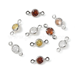 SHEGRACE Brass Pave Cubic Zirconia Flat Round Connector Charms&nbsp;XGRQ2O901-442P