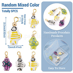 5Pcs Porcelain Pendants&nbsp;PALLOY-TAC0223