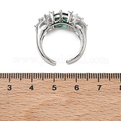 Brass Micro Pave Cubic Zirconia Cuff Open Rings for Women&nbsp;RJEW-L343-07P-01