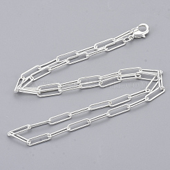 Brass Round Oval Paperclip Chain Necklace Making&nbsp;MAK-S072-04A-S