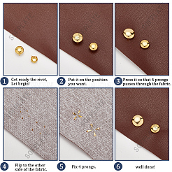 240Pcs 3 Styles Brass Four-Claw Rivets&nbsp;KK-SP0002-45G