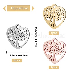 12Pcs 3 Color 201 Stainless Steel Pendants&nbsp;STAS-BC0002-75