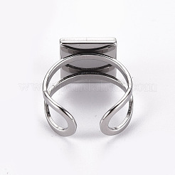 Tarnish Resistant 201 Stainless Steel Cuff Pad Ring Settings&nbsp;STAS-S080-041A-P