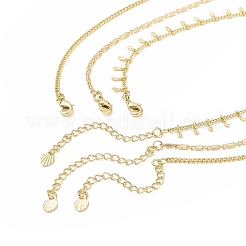 3Pcs 3 Style Natural Rose Quartz Bullet & Alloy Sun Pendant Necklaces Set with Brass Curb Chains for Women&nbsp;NJEW-JN04170