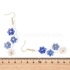 Flower Glass Seed Beaded Dangle Earrings&nbsp;EJEW-MZ00775-01