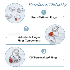 4Pcs 4 Styles Adjustable Brass & Rhinestone Finger Rings Components&nbsp;KK-HS0015-89