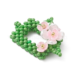 Beaded Rectangle with Flower Charms&nbsp;PALLOY-MZ01144-01