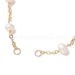 Natural Cultured Freshwater Pearl Potato Bead with Brass Cable Chain Slider Bracelet Making&nbsp;AJEW-JB01576