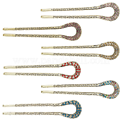 6Pcs 6 Colors Alloy Rhinestone Vintage Hair Forks&nbsp;OHAR-CY0001-06