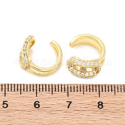 Oval Brass Micro Pave Clear Cubic Zirconia Cuff Earrings&nbsp;EJEW-K305-05G