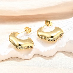 Brass Micro Pave Clear Cubic Zirconia Stud Earrings for Women&nbsp;EJEW-U056-01B-G