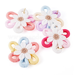 4Pcs Cloth Flower Pendants&nbsp;PALLOY-TAC0256
