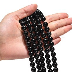 Synthetic Black Stone Beads Strands&nbsp;X-G-G088-10mm