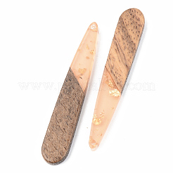 Transparent Resin & Walnut Wood Pendants&nbsp;RESI-S389-039A-B