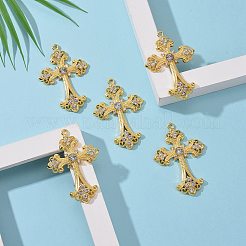 Alloy Rhinestone Cross Big Pendants&nbsp;LS-ALRI-1475-G-NR