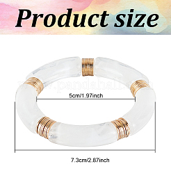 3Pcs 3 Colors Acrylic Curved Tube Beaded Stretch Bracelets Set for Women&nbsp;BJEW-AN0001-22