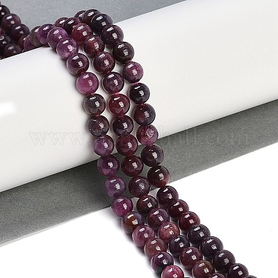Natural Gemstone Ruby Round Beads Strands&nbsp;G-O017-6.5mm-06-1
