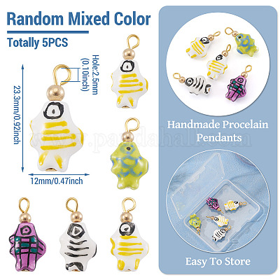 5Pcs Porcelain Pendants&nbsp;PALLOY-TAC0223-1
