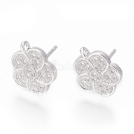 Brass Stud Earring Findings ZIRC-O034-18P-1