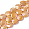 Freshwater Shell Beads Strands, AB Color Plated, Dyed, Flat Round, Dark Orange, 10~11.5x3~4mm, Hole: 1mm, 32~34pcs/strand, 14.57~14.96 inch(37~38cm)