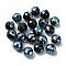 Half Plated Glass Beads, Faceted Round, Black, 10x9mm, Hole: 1.5mm