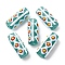 Handmade Lampwork Enamel Beads, Hand Painted Beads, Column with Rhombus, Sky Blue, 29.5~30.5x13.5~16mm, Hole: 3mm