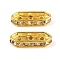 Brass Crystal Rhinestone Spacer Bars, 3-Hole, Hexagon, Golden, 18x3.5x7mm, Hole: 1.4mm