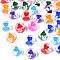Transparent Acrylic Enamel Beads, Flat Round with Heart, Mixed Color, 7x4mm, Hole: 1.8mm, about 3600~3700pcs/500g