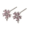 Rhodium Plated 925 Sterling Silver Ear Stud Findings, with Cubic Zirconia, Flower, 8.5x7mm, Hole: 1mm, Pin: 13x0.9mm