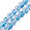 Transparent Glass Beads Strands, Hand Painted Beads, wiuth Enamel, Round, Dodger Blue, 12~2.5mm, Hole: 1.2mm, about 30pcs/strand, 13.58 inch(34.5cm)