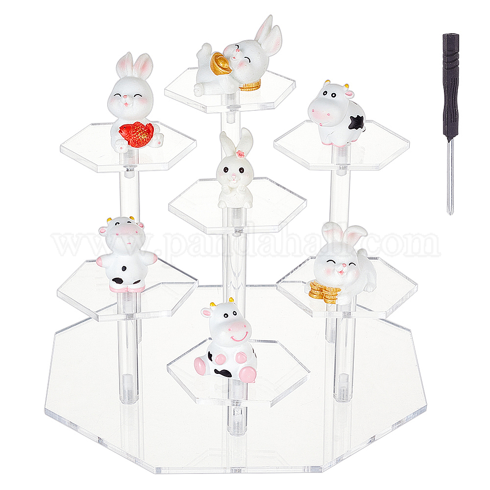 Wholesale 7-Tier Hexagon Acrylic Minifigures Display Risers - Pandahall.com