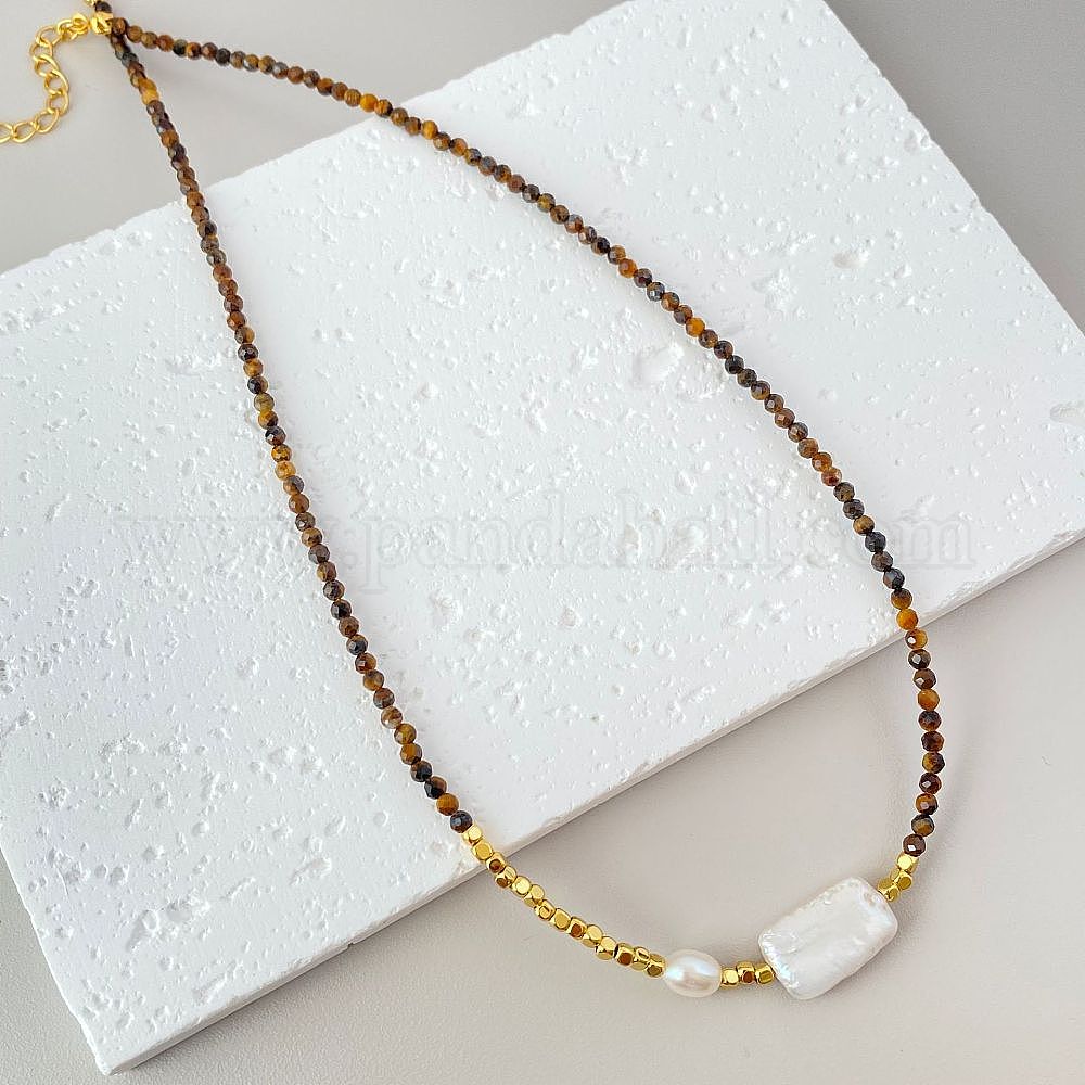 Tiger Eye Or Baroque Bead Necklace_BDHL7449