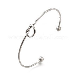 Non-Tarnish 304 Stainless Steel Knot Cuff Bangles for Women, Torque Bangles, Stainless Steel Color, 0.2~1.15cm, Inner Diameter: 2-1/2x1-3/4 inch(6.35x4.45cm)